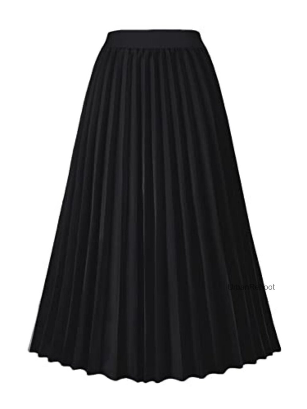 High Waist Pleated A-Line Swing Midi Skirt, Polyester Cotton, Casual